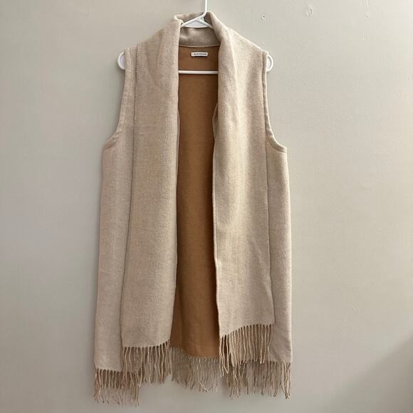 Club Monaco Jackets & Blazers - Club Monaco Wool Vest with Scarf Fringe Neutral Aesthetic Preppy MEDIUM Workwear